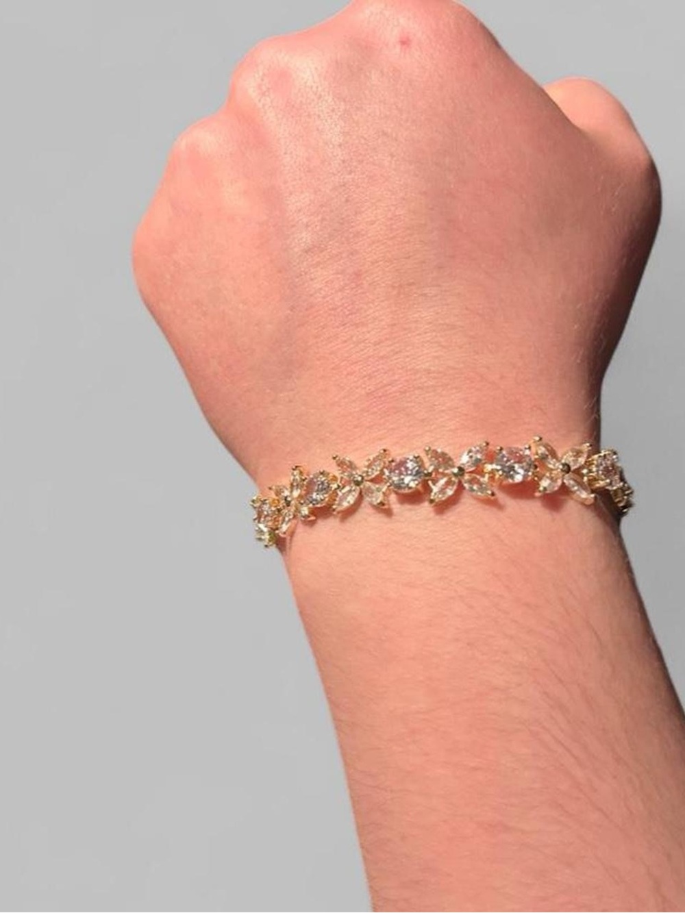 18K Gold-Filled Marquise CZ Floral Bracelet – Hypoallergenic & Tarnish-Free
